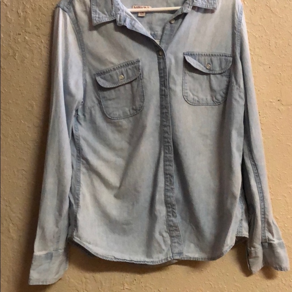 Merona button up top